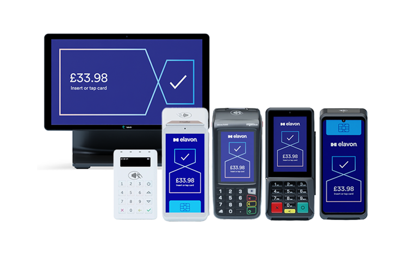 Collage of Elavon POS terminal and handheld terminals