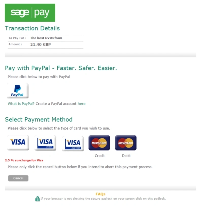 Paypal payment method